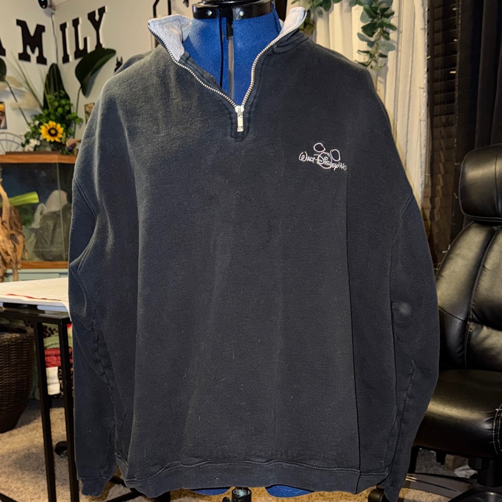 Disney Black Zip-Up Sweater